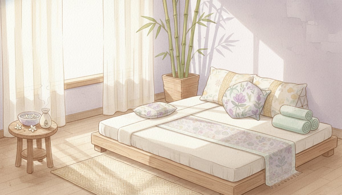 リラックスした状態でマッサージを受ける様子 イラスト